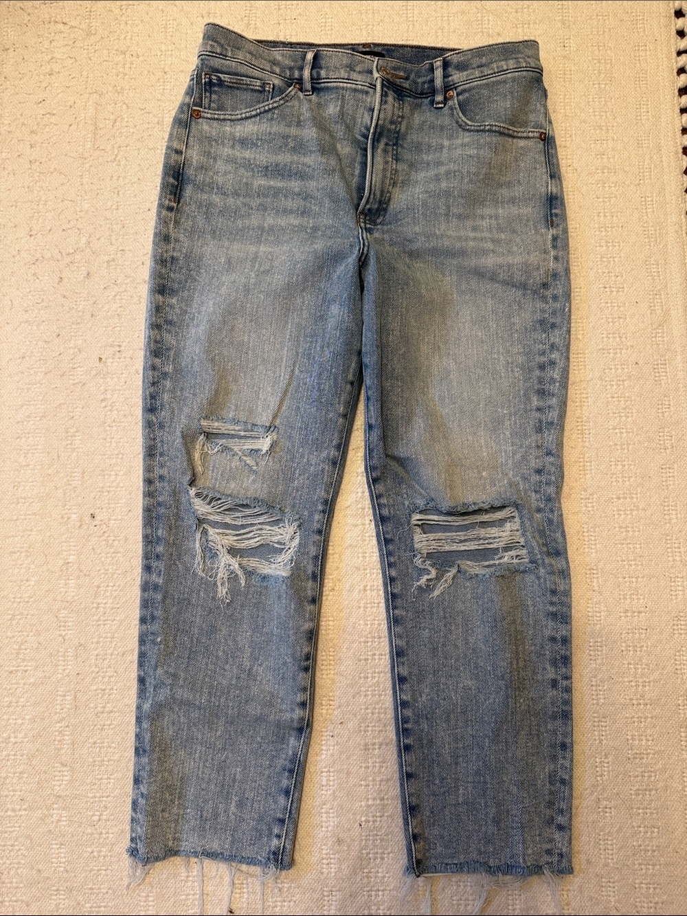 Express Mom Jean Super High Rise Light Blue Denim